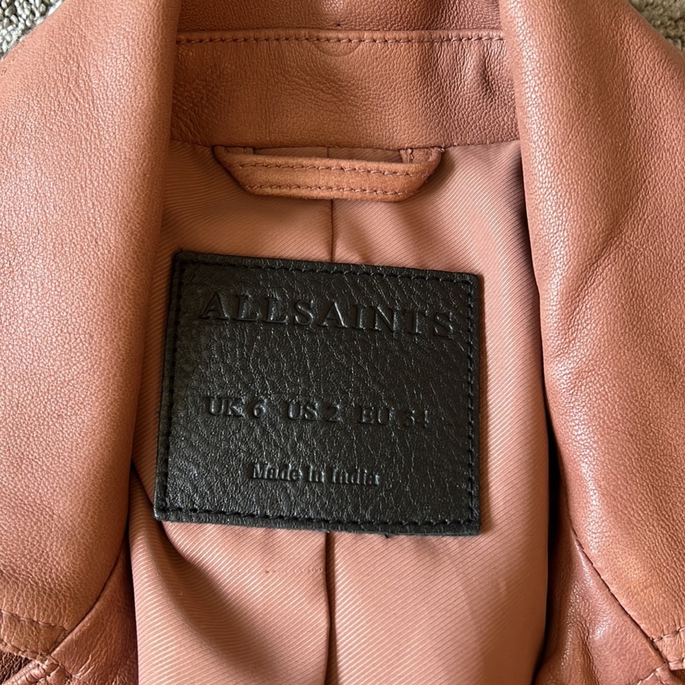 All Saints Dalby Leather Slim Fit Jacket - Picture 2 of 10